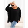 Kesi Włoski Dámsky sveter Plus Size z akrylom vo voľnom strihu a rukávom 3/4 čierny