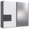 MID.YOU SKRIŇA SO ZRKADLOM, grafitová, biela, 250/216/65 cm - Online Only zostavy - 001787084101