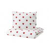 IKEA BARNDROM Súprava obliečok 150x200 50x60cm biela s červenými srdiečkami