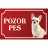Čivava - Kovová tabuľka POZOR PES