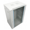 XtendLan 15U/600x450, na zeď, jednodílný, skleněné dveře, šedý WS-15U-64-GRAY-P