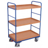 Variofit Vysoký policový vozík do 250 kg, 3 police s ohranením, Variofit, ložná plocha 81 x 45 cm, do 250 kg, modrá/antracit Farba: modrá RAL5010