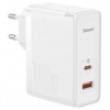 Nabíjačka do siete Baseus GaN5 Pro, USB-C + USB-A 100W (CCGP090202) biela