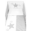 Baby Nellys Mantinel s obliečkami Baby Stars - sivý, veľ. 135x100 cm