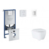 Grohe Rapid SLX Set predstenovej inštalácie, klozetu, dosky SoftClose a tlačidla Skate Cosmopolitan, Moon White SANI11BB3115-GR