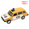 Policajné auto VB kov/plast 11,5 cm na spätné natiahnutie na batérie