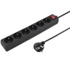 Prodlužovací přívod 230V 3m 6 zásuvek, vyp, černý ppa6k-03bk PremiumCord