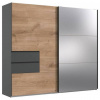 MID.YOU SKRIŇA SO ZRKADLOM, grafitová, farba duba, 250/216/65 cm - Online Only zostavy - 001787084104