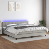 vidaXL Posteľ boxsping s matracom a LED bledosivá 200x200 cm látka