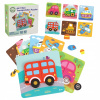 Woopie skladačka drevená puzzle kocky vozidlá Montessori sada green