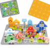 Viga Toys VIGA Drevená stavebnica mesta Bloky Doska Figúrky