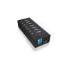 ICY BOX 70418 USB Hub 7 portů USB-A USB 3.0 5 GBit/s s hliníkovým krytem černá IB-AC618, 7 Port USB 3.2 Gen 1 Hub mit 1x Tablettladeport, mit 12V 3A Netzteil
