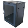 XtendLan 15U/600x450, na stenu, jednodielny, rozložený, sklenené dvere, čierne (WS-15U-64-BLACK-U)