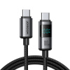 Kábel Joyroom S-A16 Pro Prism Series 100 W USB-C – USB-C s digitálnym displejom 1,2 m – čierny (Kábel Joyroom S-A16 Pro Prism Series 100 W USB-C – USB-C s digitálnym displejom 1,2 m – čierny)