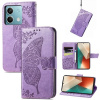 Peňaženkové kožené puzdro Butterfly Love na Xiaomi Redmi Note 13 - Levanduľová