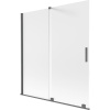 Mexen Velar vaňová zástena dvojkrídlová posuvná 150 x 150 cm, mrazené sklo, kartáčovaná gun gray - 896-150-000-31-66