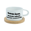 SUPER ŽENA, SUPER MAMA, MEGA TIRED - biely hrnček s makrónkou 200 ml