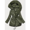 Dámska bunda parka v army farbe s kožušinou (5m762-136) odstíny zelené L (40)