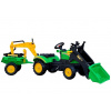 LEAN TOYS Veľký traktor s prívesom a lopatou + rýpadlo - zelený