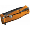 SR11A OB LionSteel SR FLIPPER ORANGE Aluminum knife, RotoBlock, Chemical Black blade Sleipner