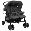 zahrada-XL Kočík pre dvojičky tmavosivý oceľový 10342