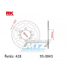 RK Chains Rozeta oceľová (prevodník) 0843-53zubov RK - Yamaha DT80 + DT125 + DT125 Tenere + DT175 + DT200R + RT180 + SR125SE + XTZ125