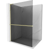 Mexen Kioto+ L, sprchová zástena Walk-In s poličkou a vešiakom 70 x 200 cm, 8mm šedé sklo, zlatý matný profil, 800-070-123-55-40