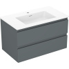 Mexen Orio, kúpeľňová skrinka 80 cm s umývadlom Otis, 2 zásuvky, grafitová matná/biela matná, 91A10-08047-2-BFF66-W18M01