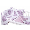 BABY NELLYS 3-dielna sada Mantinel s obliečkami, bavlna/velvet, Plameniak - slivkový 135x100