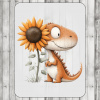 DTF nažehľovačka DTF transfer/nažehľovačka Dino so slnečnicou Rozmer: A6