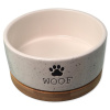 DOG FANTASY keramická miska biela WOOF s podložkou 13 x 5,5 cm 400 ml