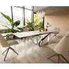Jedálenský stôl Edge 200-300x100 keramický Calacatta Luxe biely