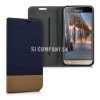 Kožený obal Samsung Galaxy J3 (2016) – Flip Duo – modro-zlatá