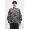 Bunda Alpha Industries MA-1 Vintage pánsky, šedá farba, prechodná, oversize, 148127