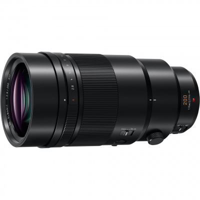Panasonic H-ES200 LEICA DG ELMARIT teleobjektív (ohnisková vzdialenosť 200 mm/400 mm (ekvivalent 35 mm fotoaparátu), F2.8, filter 77 mm, mikro 4/3), čierny