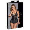 Cottelli Bondage Babydoll S s čipkou a putami, čierny