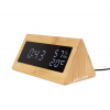 Budík LED Triangle bamboo KARLSSON (Barva - bambus, přírodní)