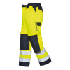 PORTWEST HI-VIS LYON TX51 / Reflexné nohavice do pása - HV žltá/námorná modrá S