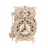 Robotime 3D drevené mechanické puzzle Hodiny Sova kyvadlové 161 ks