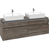 VILLEROY & BOCH Legato závesná skrinka pod dve umývadlá na dosku, 4 zásuvky, 1600 x 500 x 550 mm, Stone Oak, B67700RK