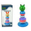 IMPORT LEANTOYS Drevená vzdelávacia pyramída Frog Zelená Balancing Tower
