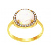Zlatý dámsky prsteň s bielym opálom