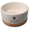 DOG FANTASY keramická miska biela WOOF s podšálkou 16 x 6,5 cm 850 ml