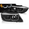 BMW E90 / E91 05-08 - predné čierna svetlá s ANGEL EYES 3D s LED blikačom