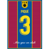 Superfutbal Maketa dresu FC Barcelona, modrá / bordová Rozmer: A3, Meno a číslo: Piqué 3