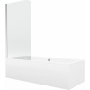 Mexen Cube vaňa obdĺžniková 170 x 80 cm s panelom a zástenou 1-krídlovou 80 cm, priehľadné sklo, chróm - 550517080X9008010100