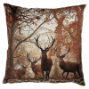 Clayre & Eef Hnedá obliečka na vankúš s jeleňmi v lese Deer - 45*45 cm - Clayre & Eef