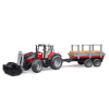 Bruder Traktor MASSEY FERGUSON + prepravník na drevo