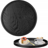Čierna okrúhla drevená Podnos na čaj 30 cm
