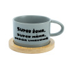 SUPER ŽENA, SUPER MAMA, MEGA ÚNAVA - sivý hrnček makrónka 200 ml